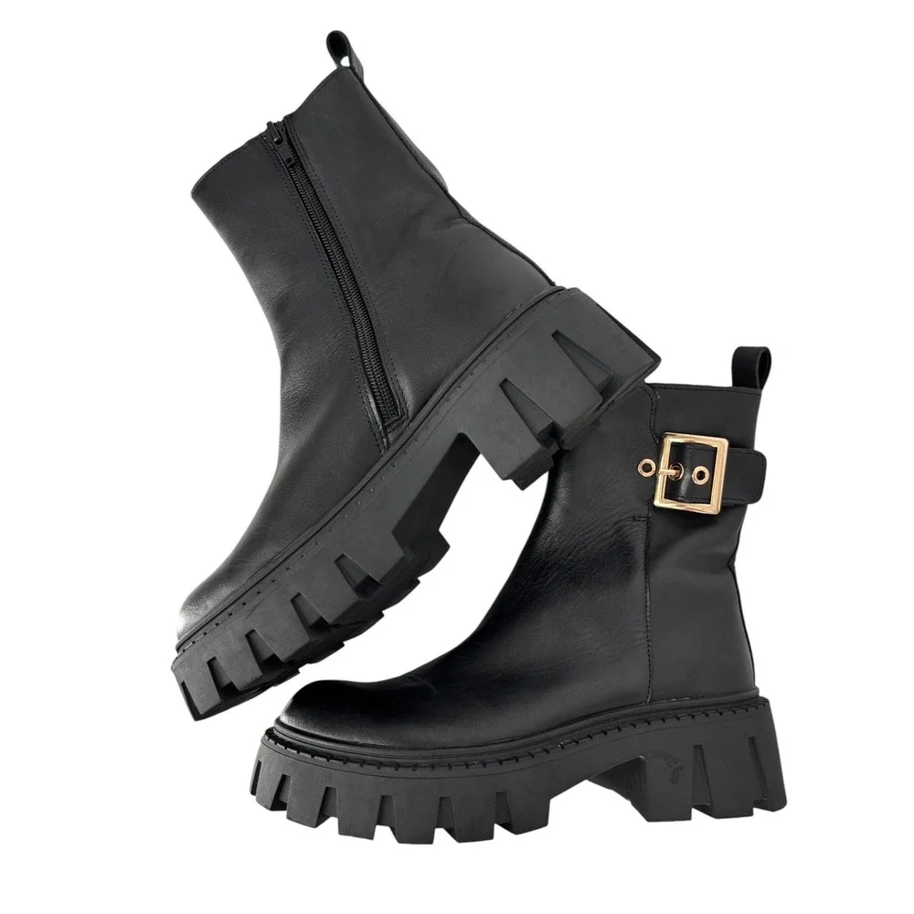 Steve Madden Sameera Boots Lug Sole Womens 6.5 Bikercore